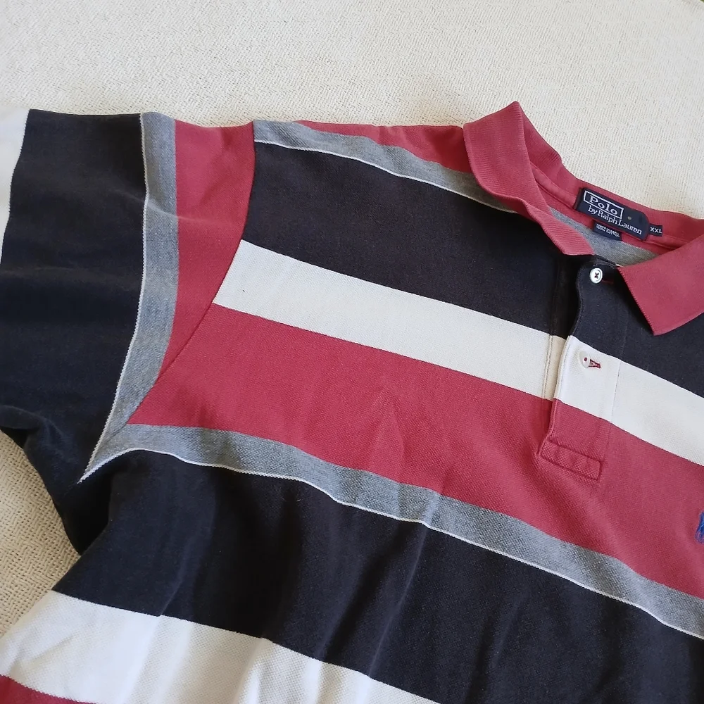 polo ♡ ralph lauren striped vintage polo short sleeve shirt mens xxl ivy retro